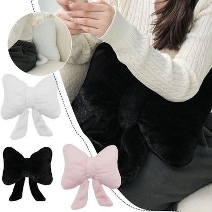 Soft Furry Bow Throw Pillows,Cute Bowknot Plush Pillow Home Decor,Valentine's Day Bow Throw Pillow,Stuffed Plush Decorative Ribbon Bow Pillows,3D Furry Ribbon Bow Shaped Pillow for Bed Couch (pink)