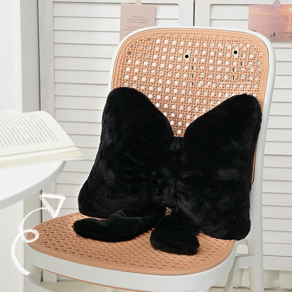 Soft Furry Bow Throw Pillows,Cute Bowknot Plush Pillow Home Decor,Valentine's Day Bow Throw Pillow,Stuffed Plush Decorative Ribbon Bow Pillows,3D Furry Ribbon Bow Shaped Pillow for Bed Couch (pink)