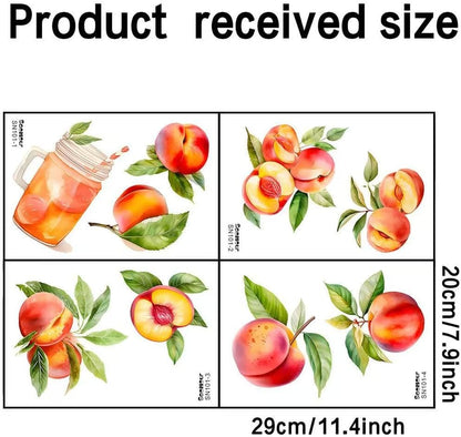 Pink and Tender Refreshing Peach Fruit Wall Decals Colorful Peach Wall Stickers Restaurant Kitchen Wall Decor Pegatinas para Pared