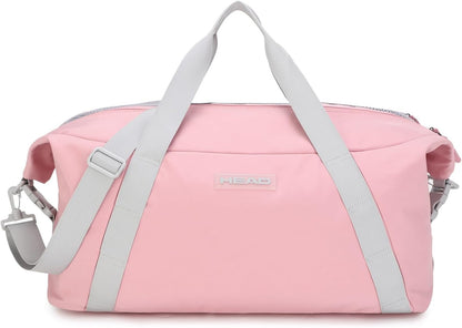 45L Pink Waterproof Gym Duffel Bag for Women, Large Capacity Weekender Overnight Bag with Detachable Strap, Lightweight Travel Tote for Fitness, Yoga & Business Trips