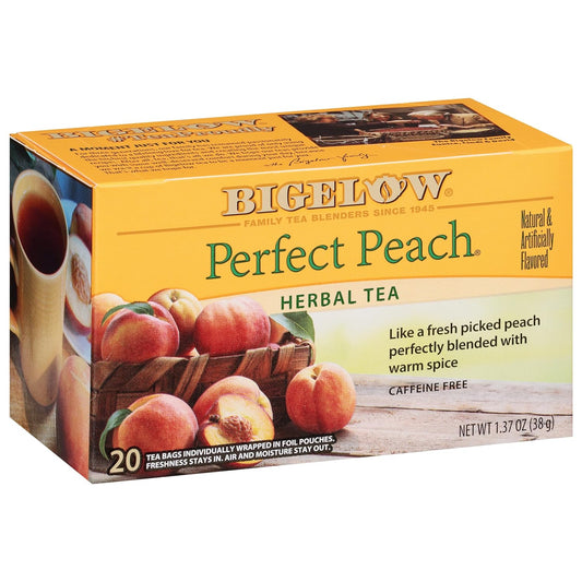 Tea Perfect Peach Herbal Tea Bags, Caffeine Free, 20 Count, Pack of 6