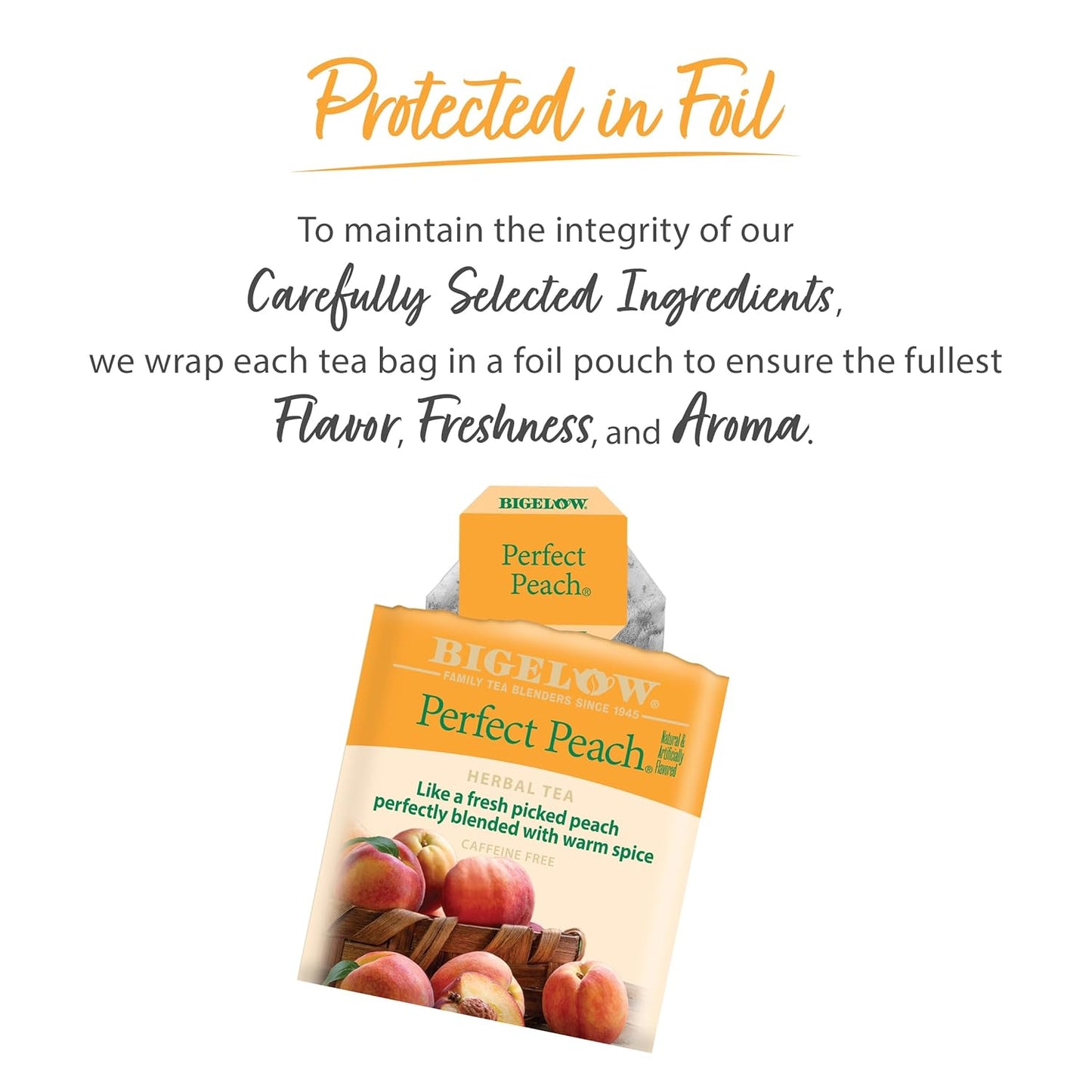 Tea Perfect Peach Herbal Tea Bags, Caffeine Free, 20 Count, Pack of 6