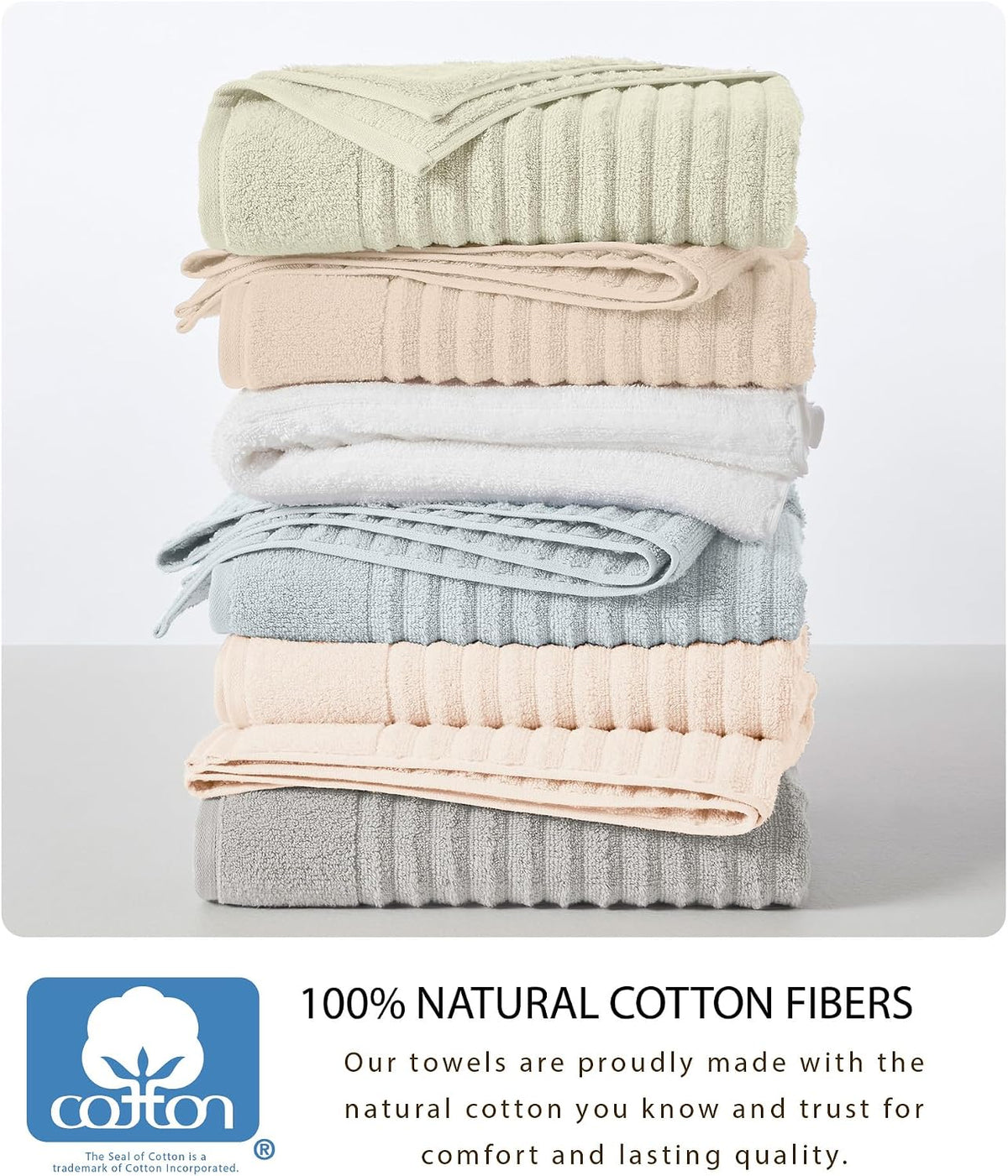 Bath Towel Set - 100% Cotton 6 Piece Towel Set - Absorbent & Quick-Dry Towels for Bathroom (Pink Sand)