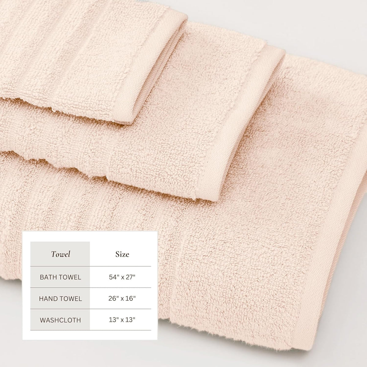 Bath Towel Set - 100% Cotton 6 Piece Towel Set - Absorbent & Quick-Dry Towels for Bathroom (Pink Sand)