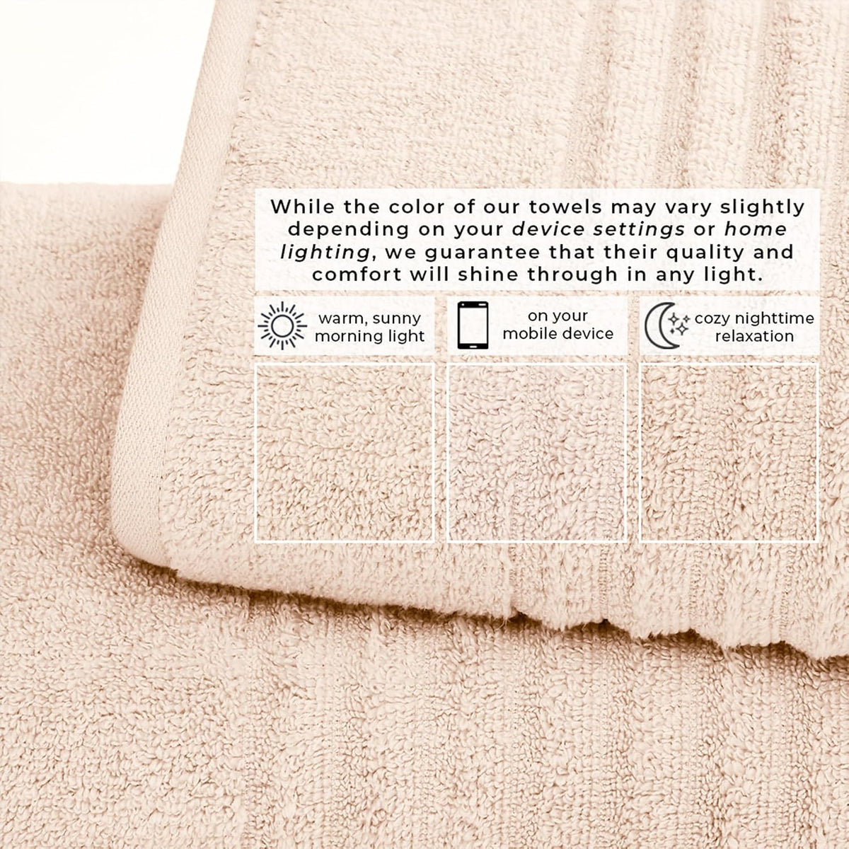 Bath Towel Set - 100% Cotton 6 Piece Towel Set - Absorbent & Quick-Dry Towels for Bathroom (Pink Sand)