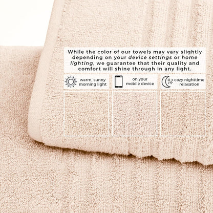 Bath Towel Set - 100% Cotton 6 Piece Towel Set - Absorbent & Quick-Dry Towels for Bathroom (Pink Sand)