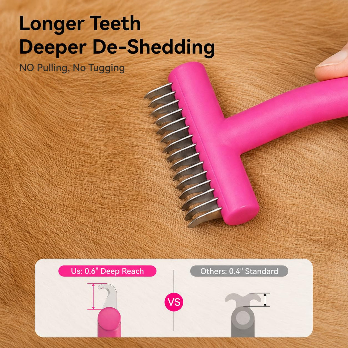 Undercoat Rake for Dogs, Deshedding & Dematting Comb for Cats, Horse