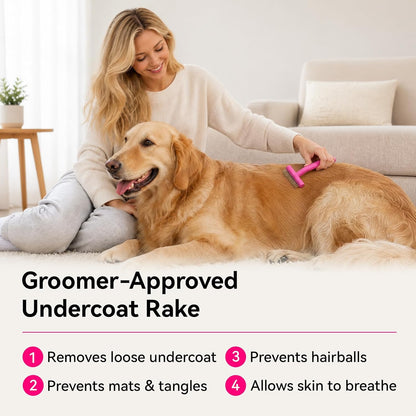 Undercoat Rake for Dogs, Deshedding & Dematting Comb for Cats, Horse