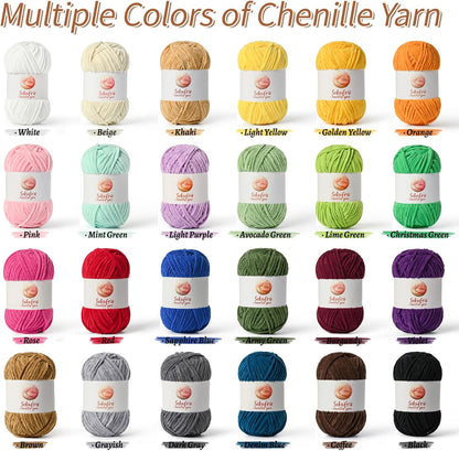 Chenille Yarn for Crocheting, Size 5 Bulky,3 Peach Pink