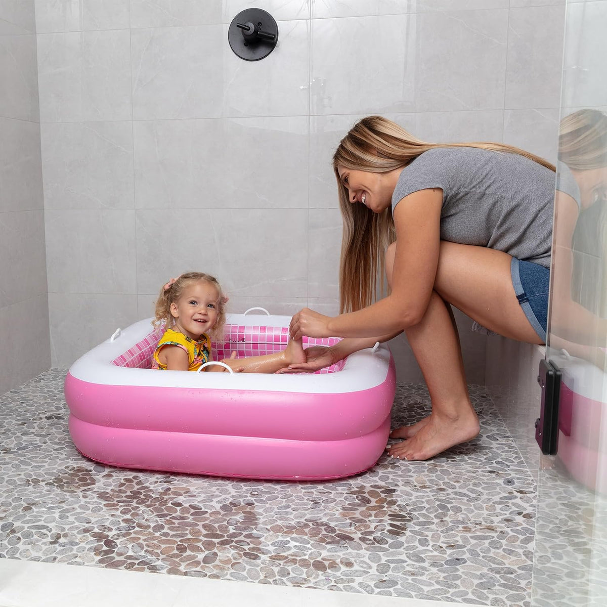 3-in-1 Inflatable Baby Pool, Patented Safety Secure Grip Handles, Soft Floor & Drain - Summer Water Toys, First Birthday Gifts, Kiddie Pool for Ages 1-3, 34"x10"