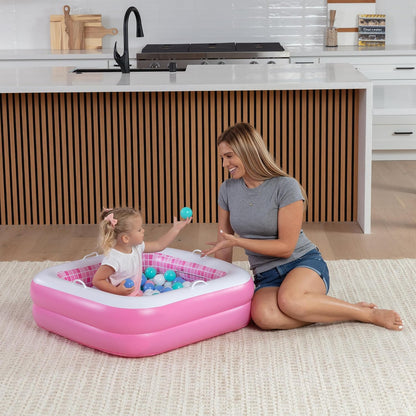 3-in-1 Inflatable Baby Pool, Patented Safety Secure Grip Handles, Soft Floor & Drain - Summer Water Toys, First Birthday Gifts, Kiddie Pool for Ages 1-3, 34"x10"