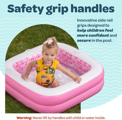 3-in-1 Inflatable Baby Pool, Patented Safety Secure Grip Handles, Soft Floor & Drain - Summer Water Toys, First Birthday Gifts, Kiddie Pool for Ages 1-3, 34"x10"