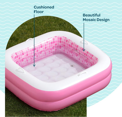 3-in-1 Inflatable Baby Pool, Patented Safety Secure Grip Handles, Soft Floor & Drain - Summer Water Toys, First Birthday Gifts, Kiddie Pool for Ages 1-3, 34"x10"