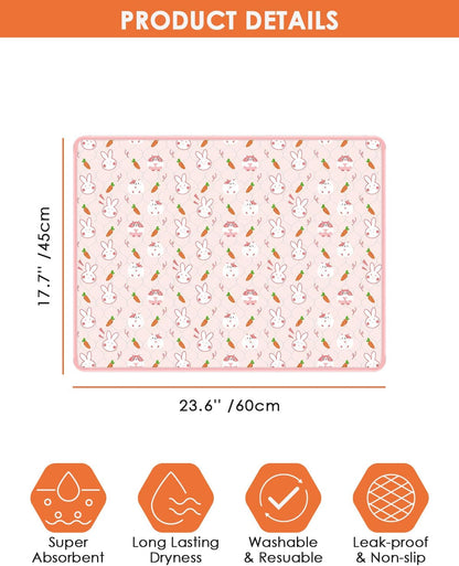 2‑Pack Guinea Pig Cage Liners, 18''X24'' Pet Pee Pad Bedding, Pink