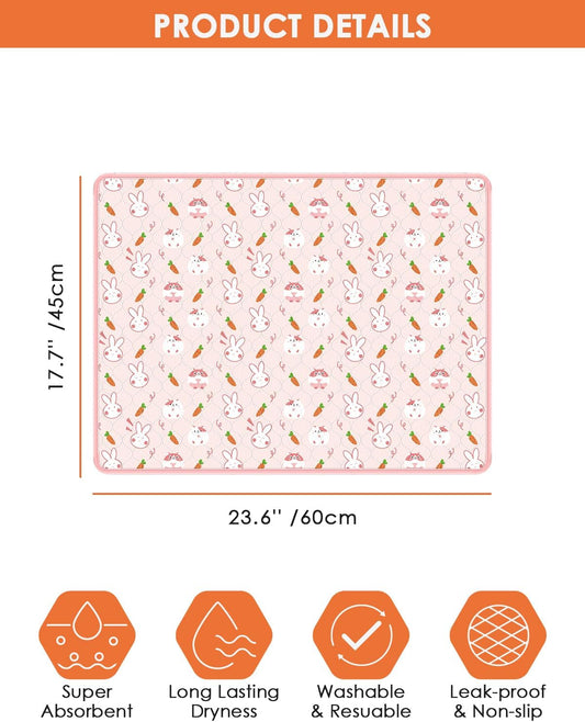 2‑Pack Guinea Pig Cage Liners, 18''X24'' Pet Pee Pad Bedding, Pink