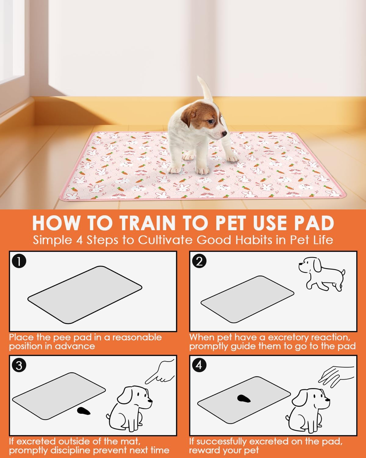 2‑Pack Guinea Pig Cage Liners, 18''X24'' Pet Pee Pad Bedding, Pink