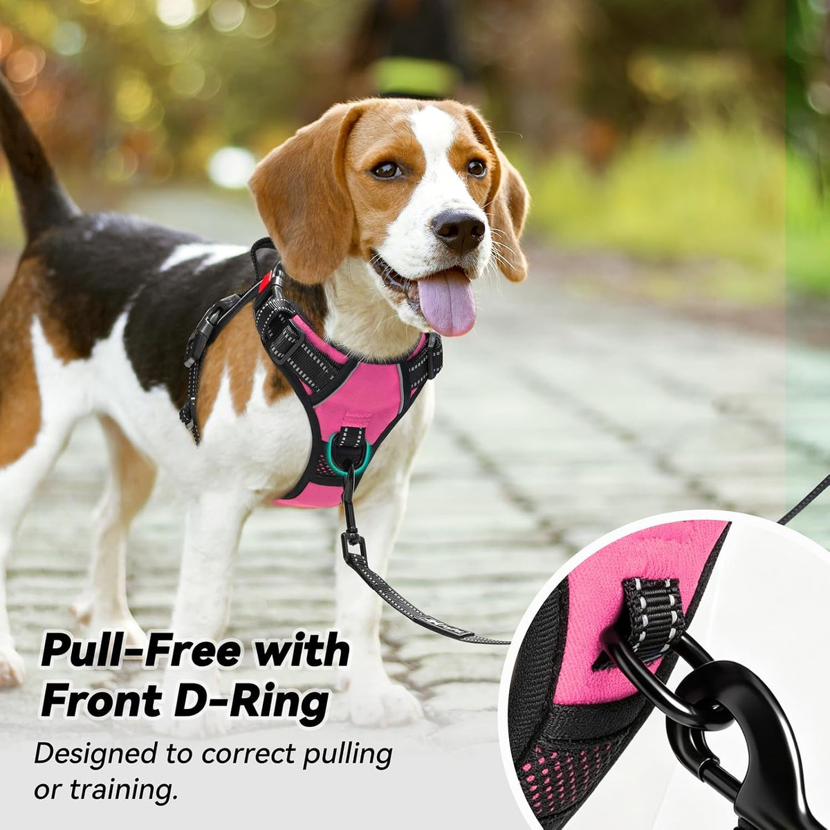No Pull Dog Harness Medium with Front Clip & Neck Release Buckle