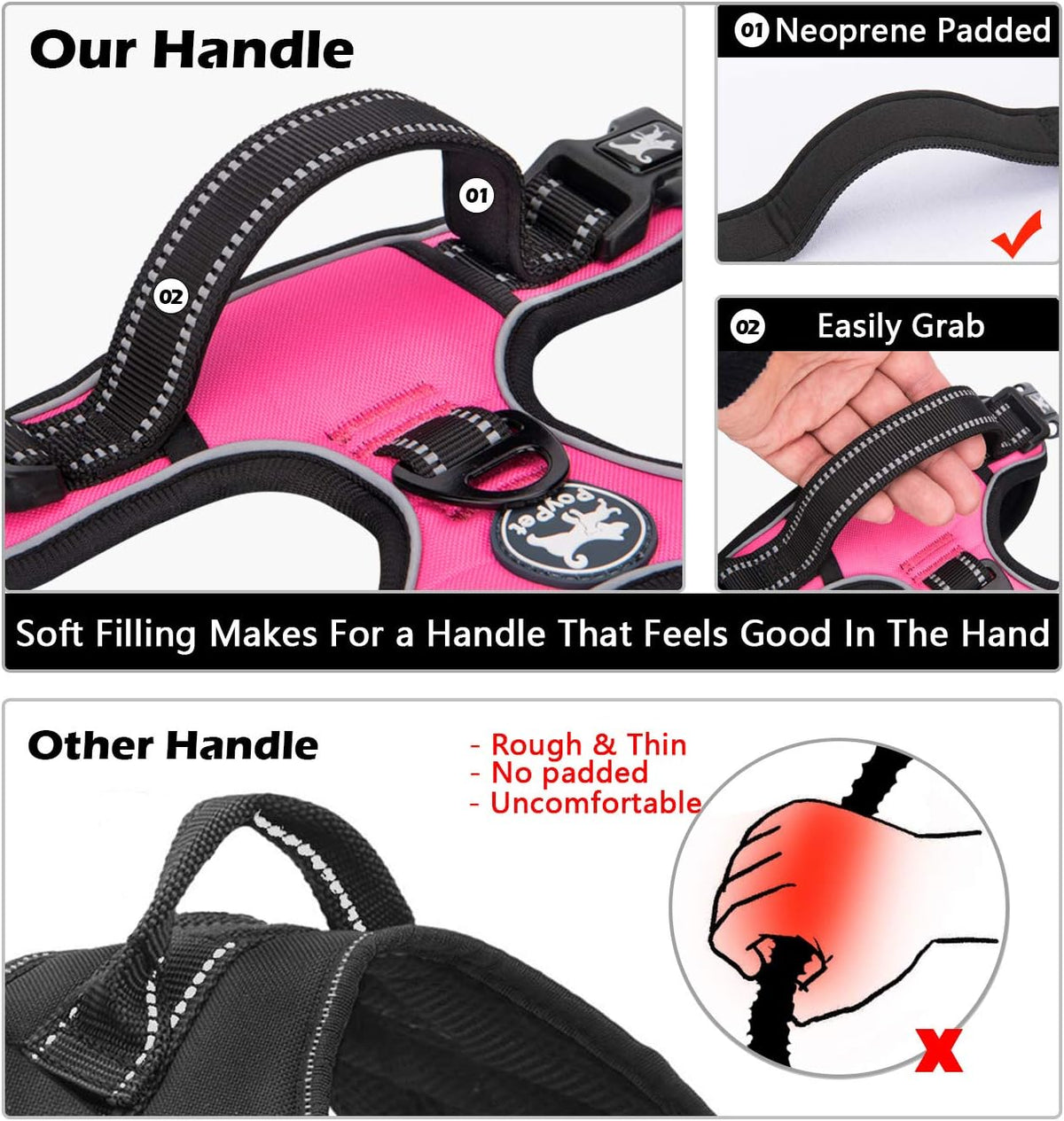 No Pull Dog Harness Medium with Front Clip & Neck Release Buckle