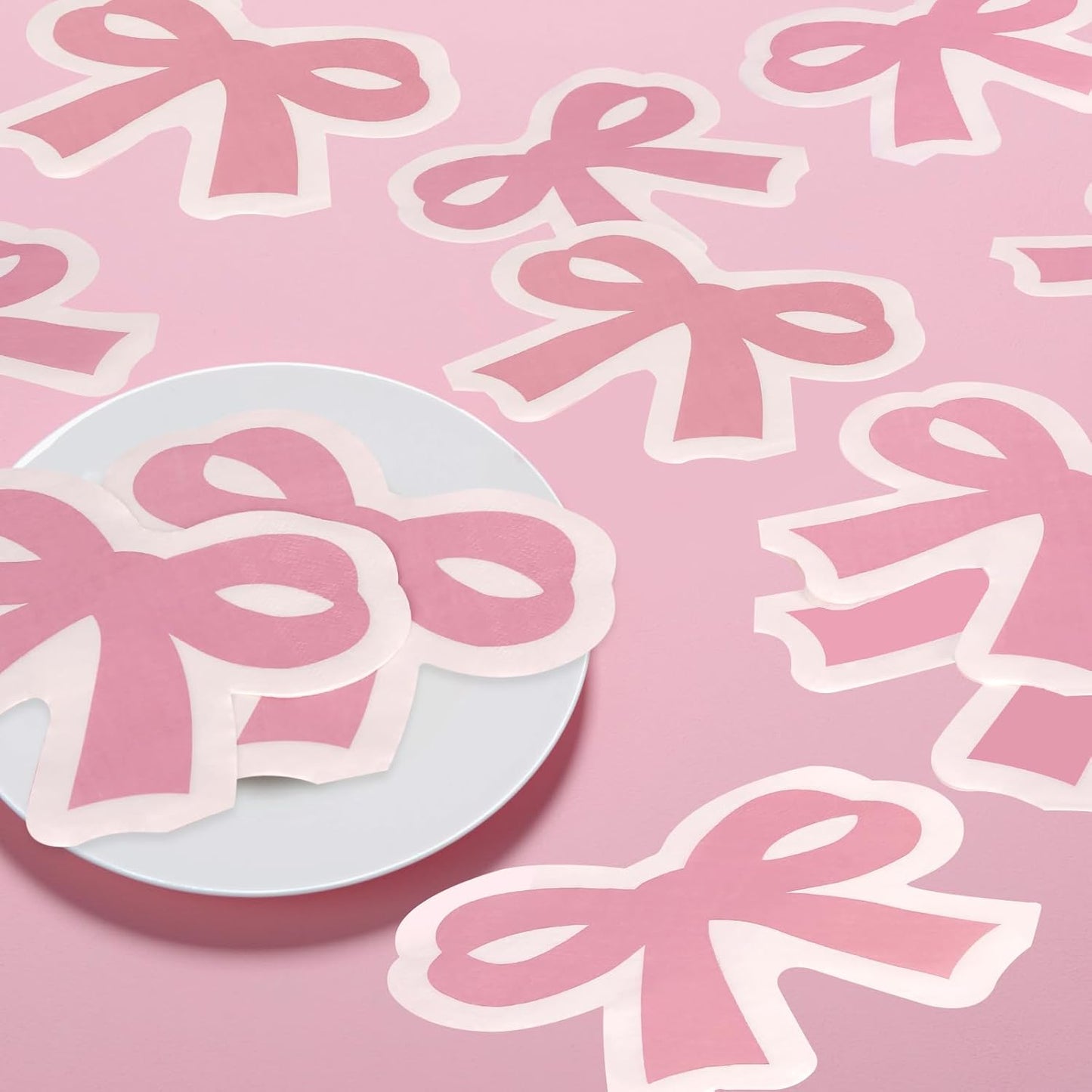 50 Pink Bow Napkins for Bow Party Supplies, Bachelorette Party Decorations, Bridal Engagement, Baby Shower, Tea Party Decorative Cutlery