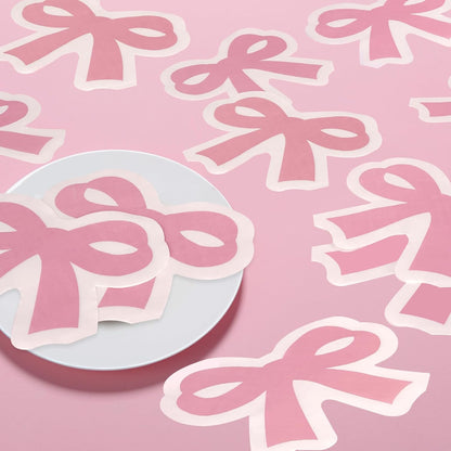 50 Pink Bow Napkins for Bow Party Supplies, Bachelorette Party Decorations, Bridal Engagement, Baby Shower, Tea Party Decorative Cutlery