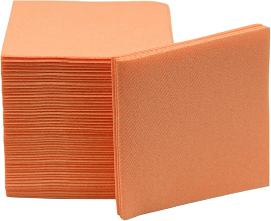 Cocktail Napkins, 100 Pack Disposable Luxury Linen Like Airlaid Beverage Napkins, Soft, Absorbent, Restaurant Bar Cocktail Napkins for Kitchen, Parties, Weddings,Dinners or Events (Peach)