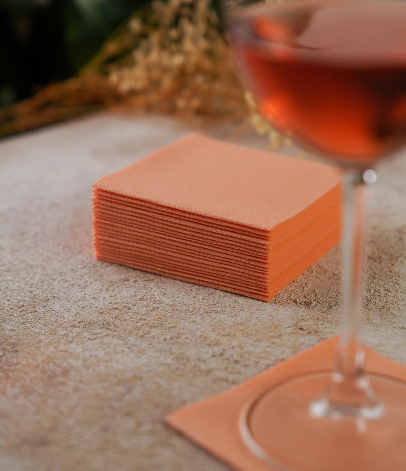 Cocktail Napkins, 100 Pack Disposable Luxury Linen Like Airlaid Beverage Napkins, Soft, Absorbent, Restaurant Bar Cocktail Napkins for Kitchen, Parties, Weddings,Dinners or Events (Peach)