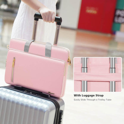 Laptop Bag Case 14 Inch Shoulder Sleeve Briefcase For 15" Macbook air M3 2024 M2/IdeaPad Slim 3i 14"/14" Yoga Slim Pro X/14 Lenovo IdeaPad 3i Gen/Flex 5/14.4" Surface Laptop Studio 2,Pink