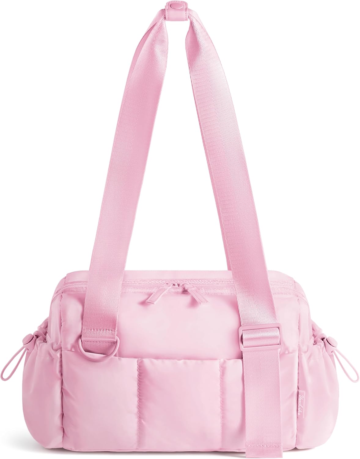 Small Gym Bag for Women, 7L Mini Duffle Bag for Travel, Lightweight Quilted Puffer Bag for Daily, Cute Shoulder Bag for Dance with Wet Pocket (Pink)