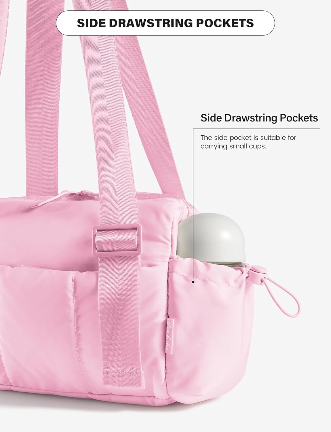 Small Gym Bag for Women, 7L Mini Duffle Bag for Travel, Lightweight Quilted Puffer Bag for Daily, Cute Shoulder Bag for Dance with Wet Pocket (Pink)