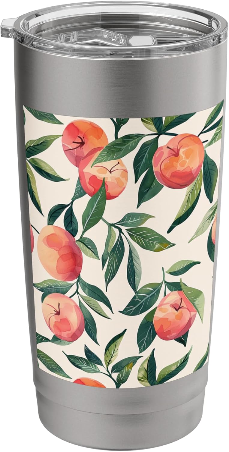Cute Vintage Fruit Pattern Art Peach Stainless Steel Insulated Tumbler