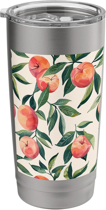 Cute Vintage Fruit Pattern Art Peach Stainless Steel Insulated Tumbler