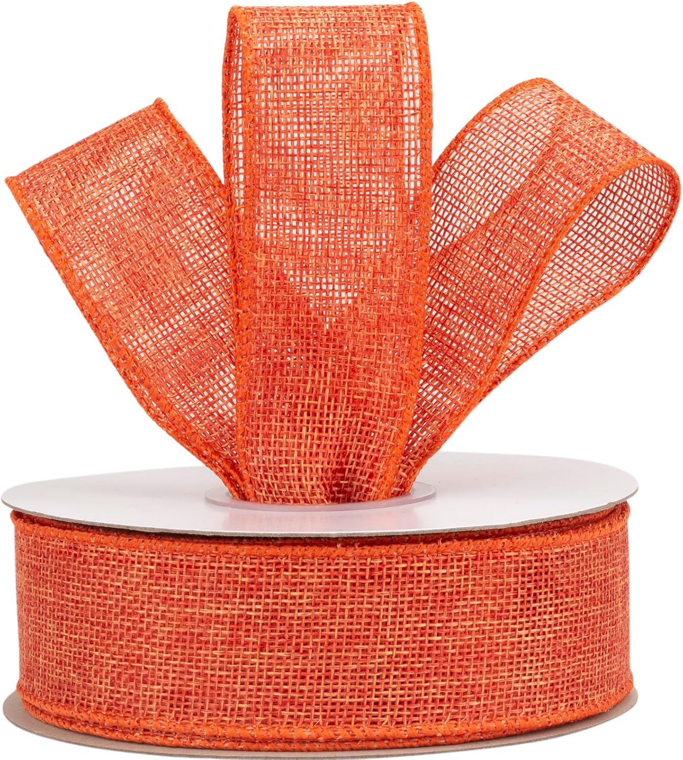Honey Peach Burlap Ribbon, 1-1/2 Inch x 20 Yard, Wired Edge Ribbon for Crafts, Wreath, Bow Making, Gift Wrapping, Christmas Tree Decoration and Home Decoration