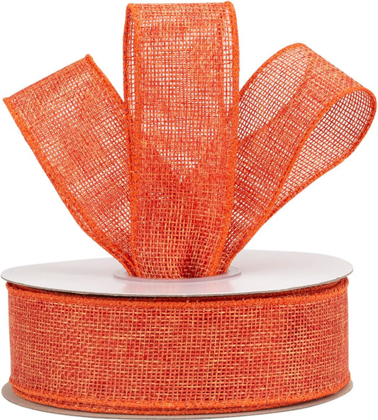 Honey Peach Burlap Ribbon, 1-1/2 Inch x 20 Yard, Wired Edge Ribbon for Crafts, Wreath, Bow Making, Gift Wrapping, Christmas Tree Decoration and Home Decoration