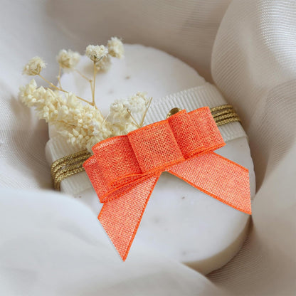 Honey Peach Burlap Ribbon, 1-1/2 Inch x 20 Yard, Wired Edge Ribbon for Crafts, Wreath, Bow Making, Gift Wrapping, Christmas Tree Decoration and Home Decoration