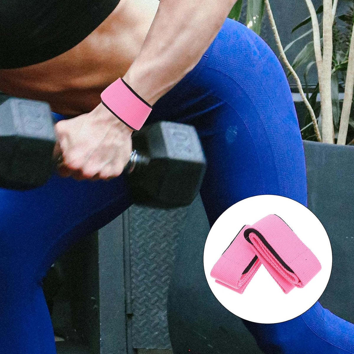 Wrist Strap Weightlifting Wraps 1 Pair Pink Silicone Anti-Slip Fitness Wrist Protector Grip Support for Gym Training and Deadlifting