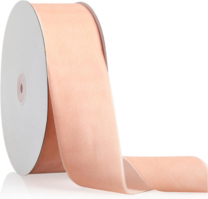 2" X 20 Yards Peach Velvet Ribbon for Christmas Tree Wreath Decoration Handmade Crafts Ornaments Gift Wrapping & Bow Making