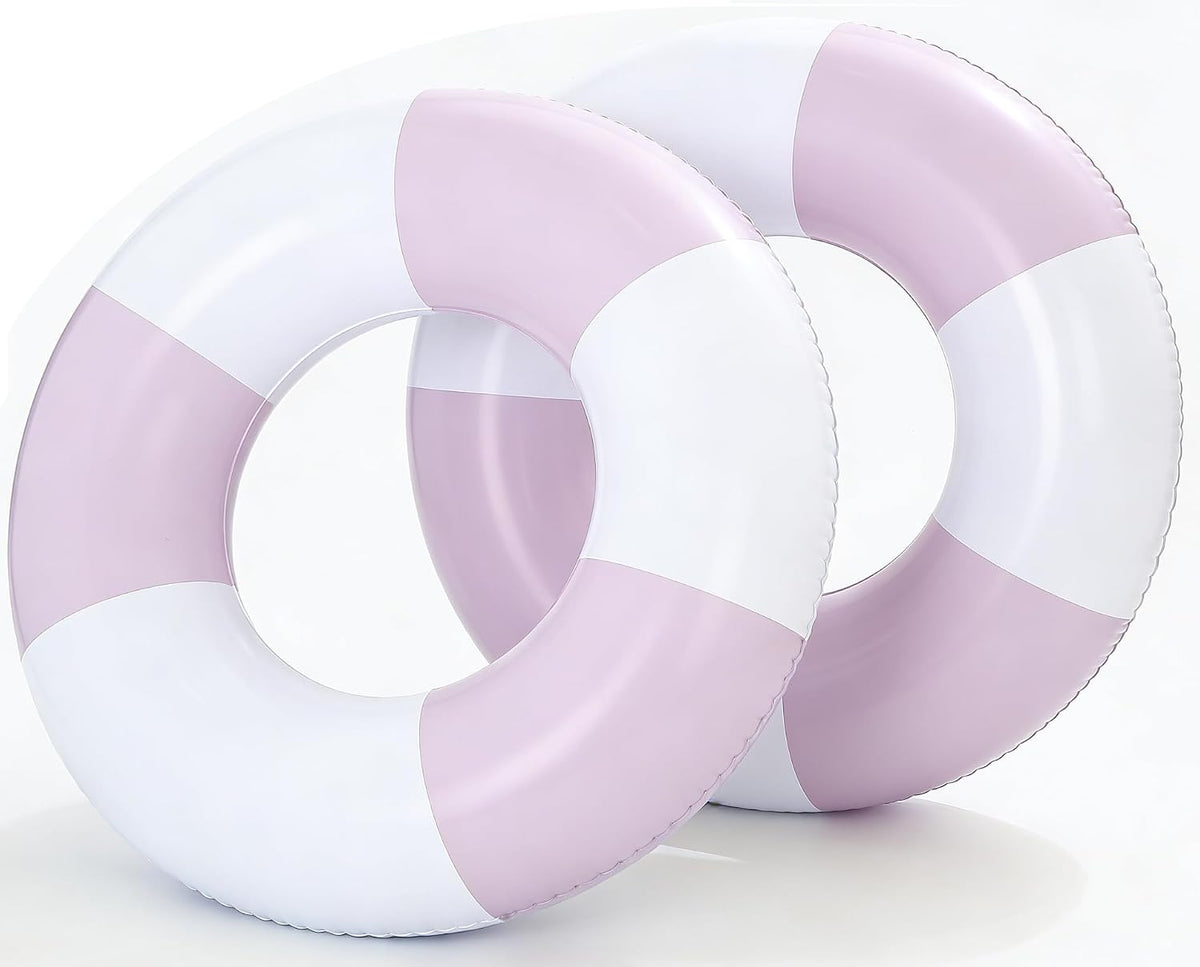 4 Pack Striped Large Inflatable Swim Rings, 35" Summer Adult Pool Float for Beach & Pool