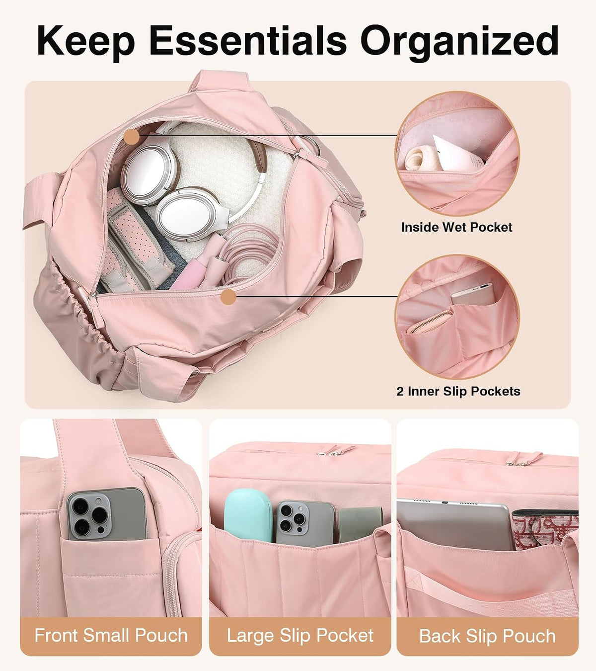 Marvolia Gym Bag for Women with Yoga Mat Holder