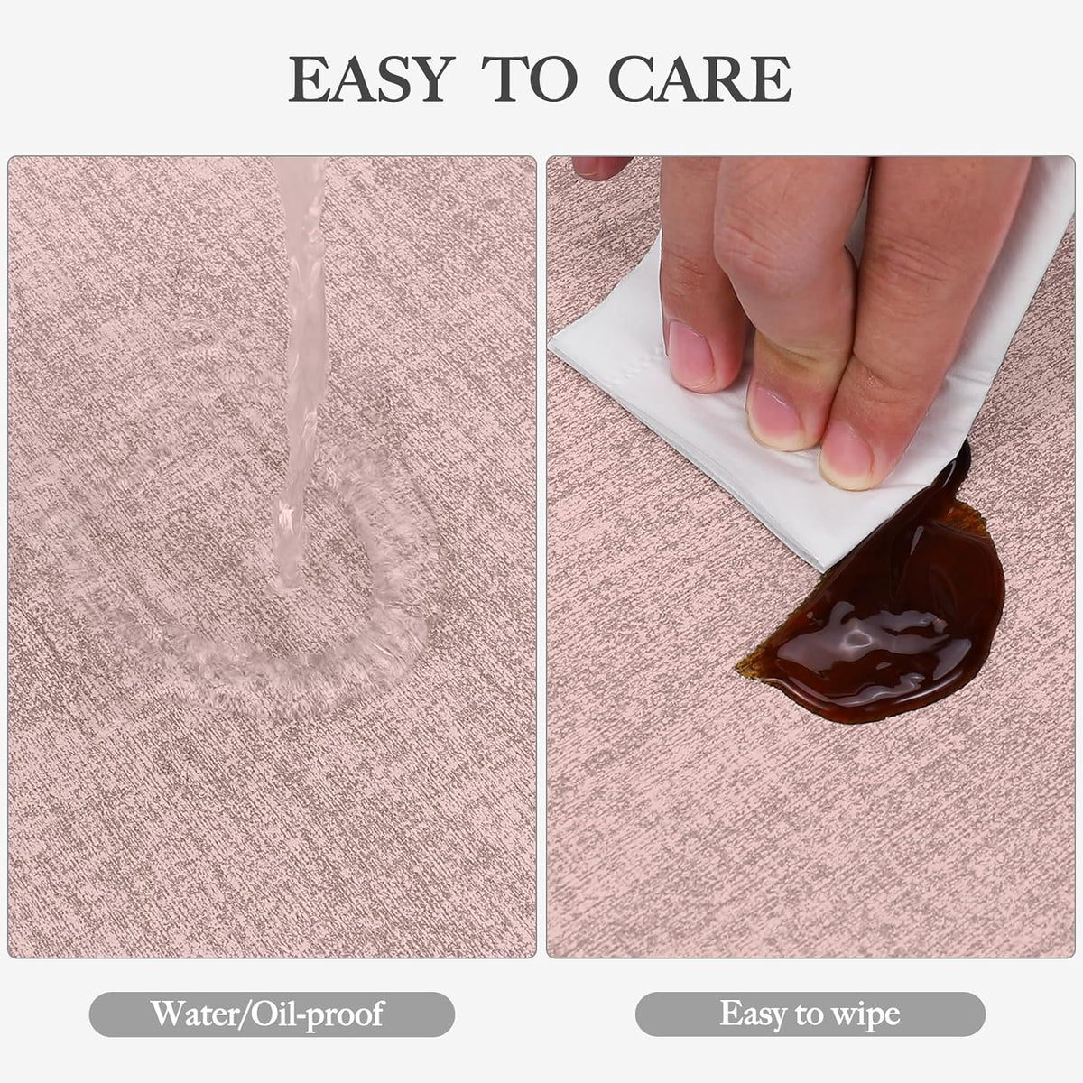 Faux Leather Heat Resistant Placemats Set of 4 – Waterproof Oilproof Wipeable Dining PU Vinyl Place Mat Easy Clean Table Mats for Kitchen/Dining/Party/Holiday, Pink