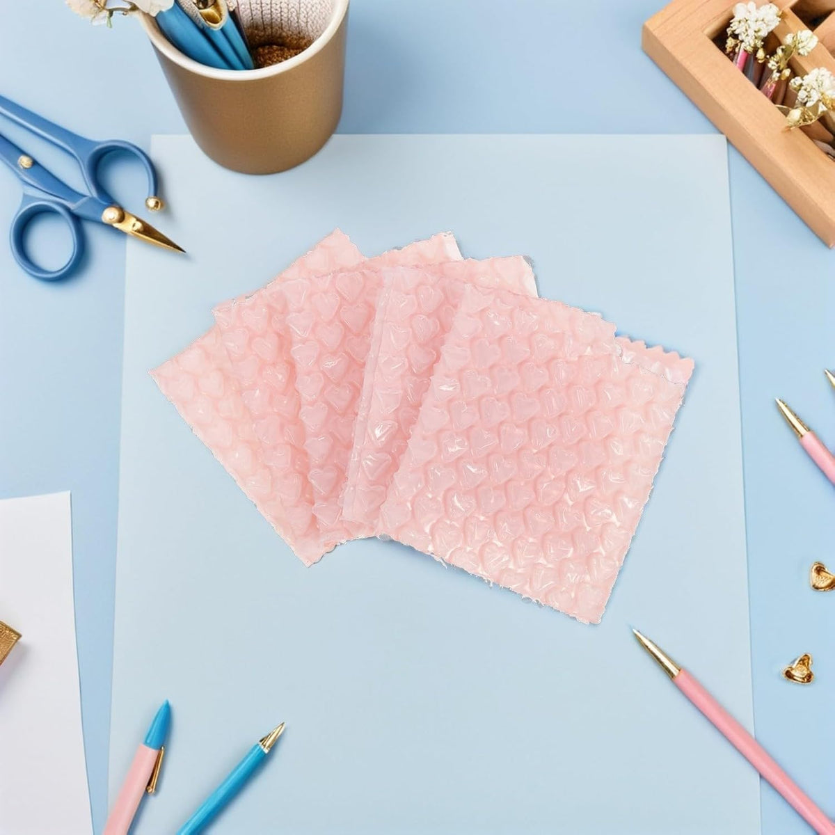 50pcs Pink Heart-shaped Air Packaging Bags Inflatable Plastic Bubble Cushions for Efficient Protection and Void Fill Shipping Material Box Void Filler for Fragile Items and Parcels