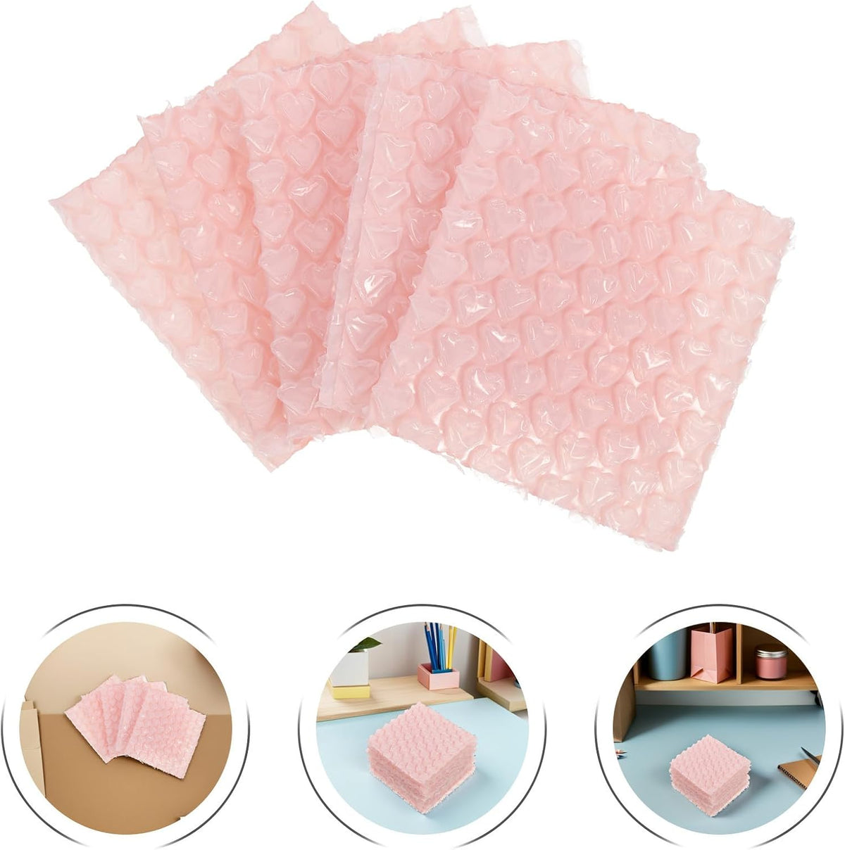 50pcs Pink Heart-shaped Air Packaging Bags Inflatable Plastic Bubble Cushions for Efficient Protection and Void Fill Shipping Material Box Void Filler for Fragile Items and Parcels