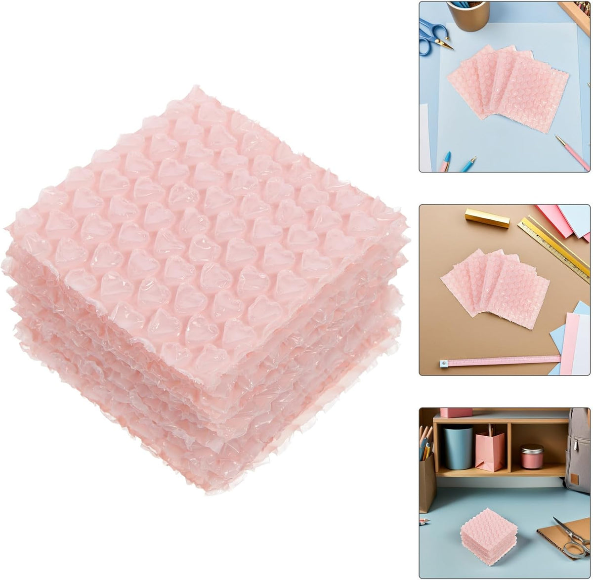 50pcs Pink Heart-shaped Air Packaging Bags Inflatable Plastic Bubble Cushions for Efficient Protection and Void Fill Shipping Material Box Void Filler for Fragile Items and Parcels