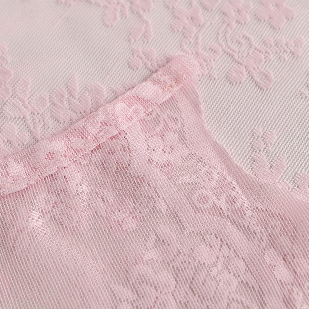 Pink Lace Shower Curtain 72x72, Cute Girly Style with Attached Valance
