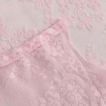Pink Lace Shower Curtain 72x72, Cute Girly Style with Attached Valance