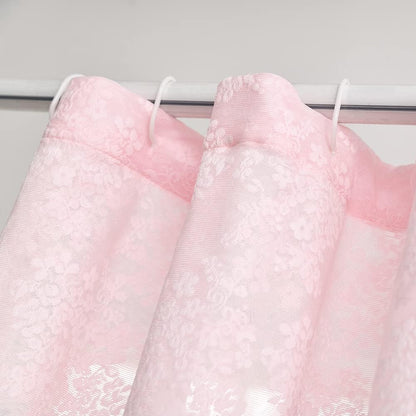 Pink Lace Shower Curtain 72x72, Cute Girly Style with Attached Valance