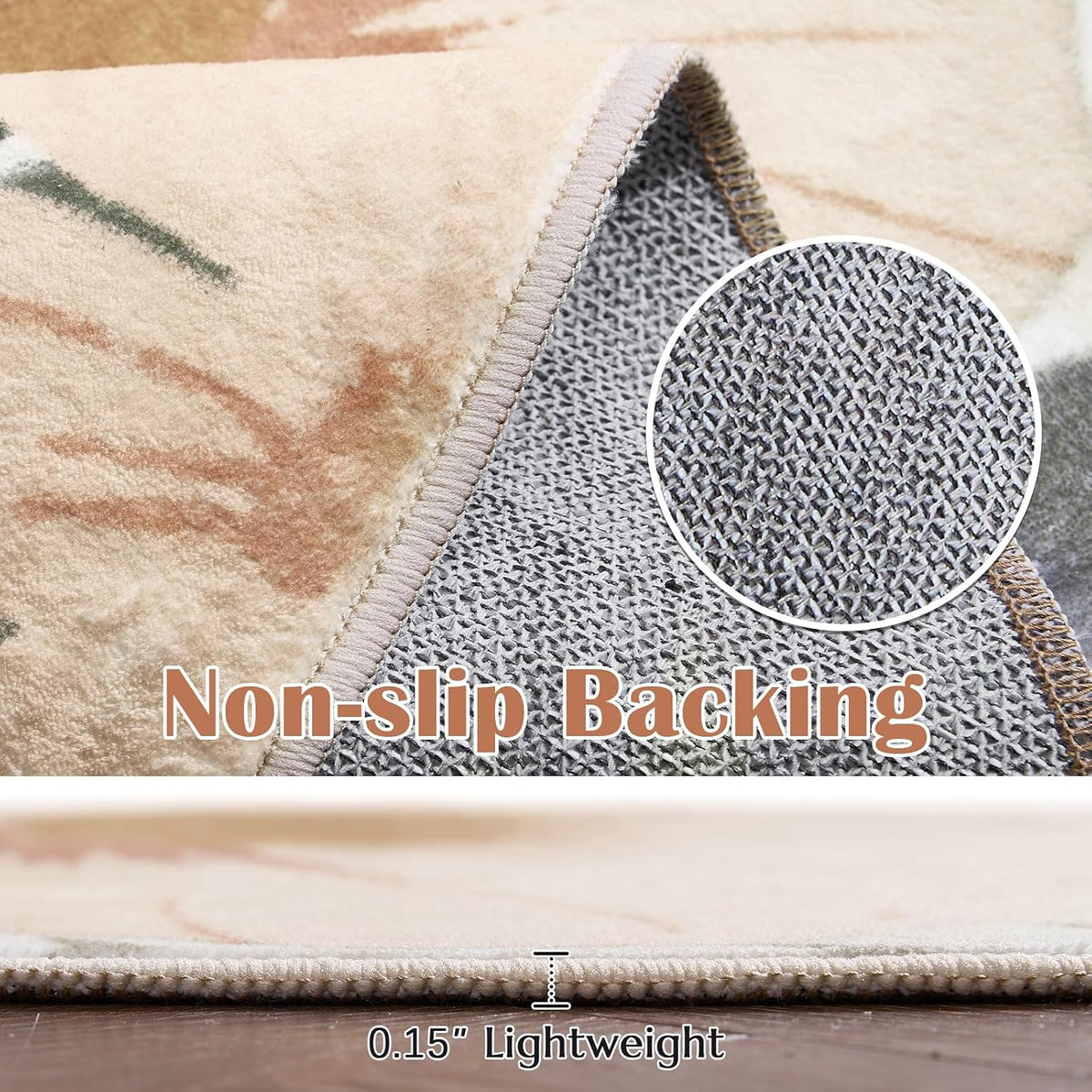 Floral Oval Area Rug, 3x5 Pink Grey, Washable Non Slip