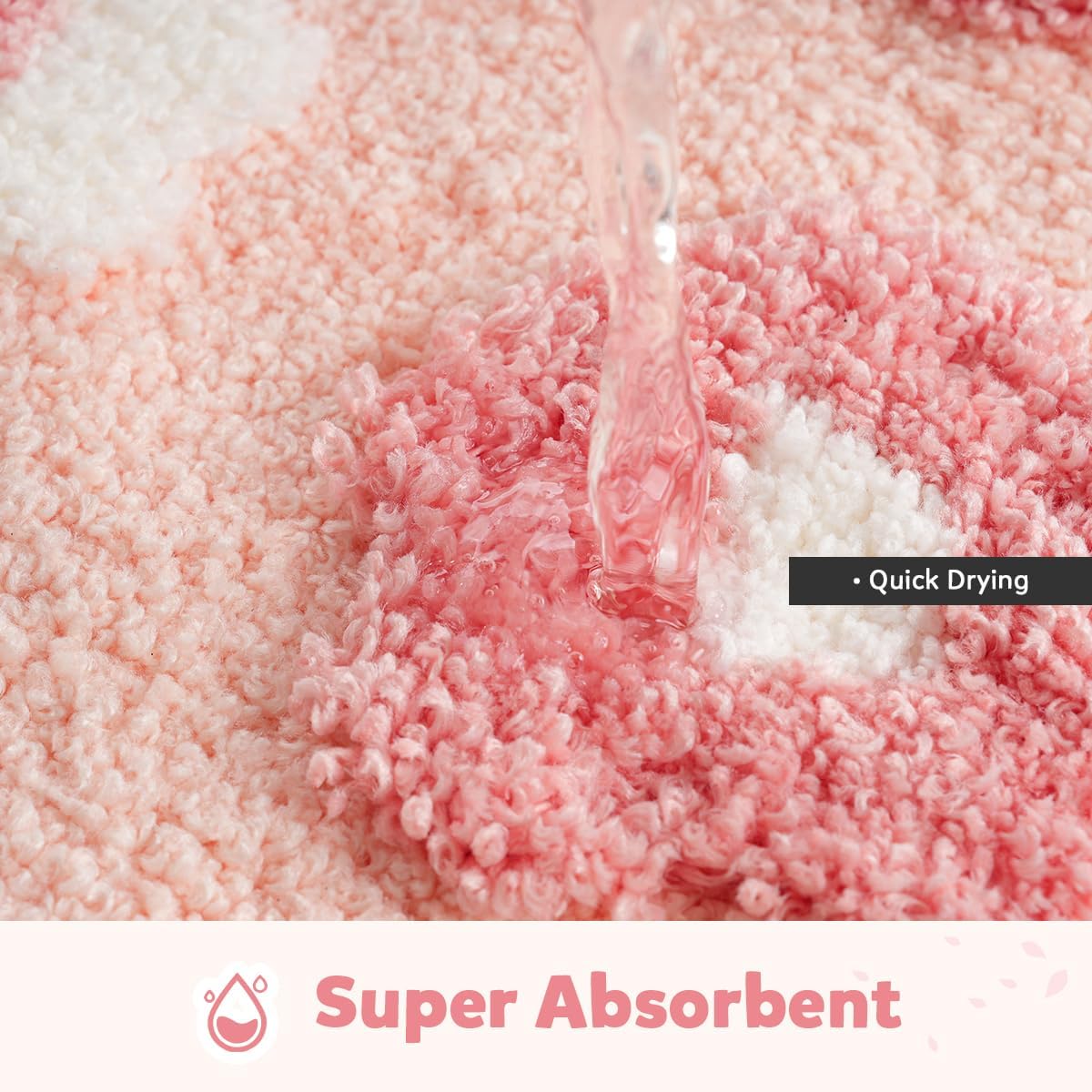 Cute Flowers Bathroom Rug Non Slip and Super Absorbent Bath Mat Machine Washable Bath Carpet Soft Microfiber Rug for Dining Room, Kitchen and Living Room (Pink Flowers, 23"x16")