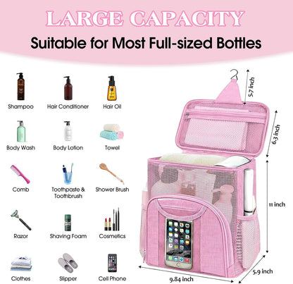 Mesh Shower Caddy Portable Dorm Room Essentials, Toiletry Tote Bag