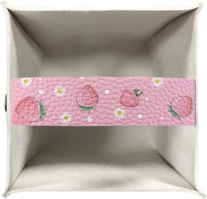 Peach Car Tissue Box Holder PU Leather Decorative Organizer Car Tissue Box Holder 5.1"X5.1"X5.5" Ideal for Bathrooms/Office/Car/Nightstand/Outdoor Tent/Dining Table