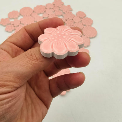 1.1LB Mixed Ceramic Mosaic Tiles, Floral Mushroom Berry Pieces, Mosaic Pieces for DIY Crafts, Flower Pots, Home Decor, 0.5-1.6 inch, 0.23 inch Thick (Pink)
